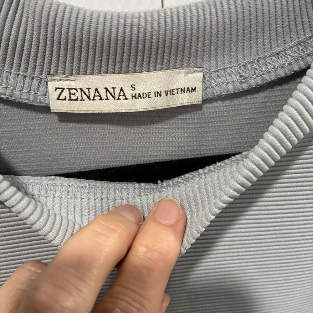 Zenana Light Gray Ribbed Short Set. NWOT - Picture 4 of 7